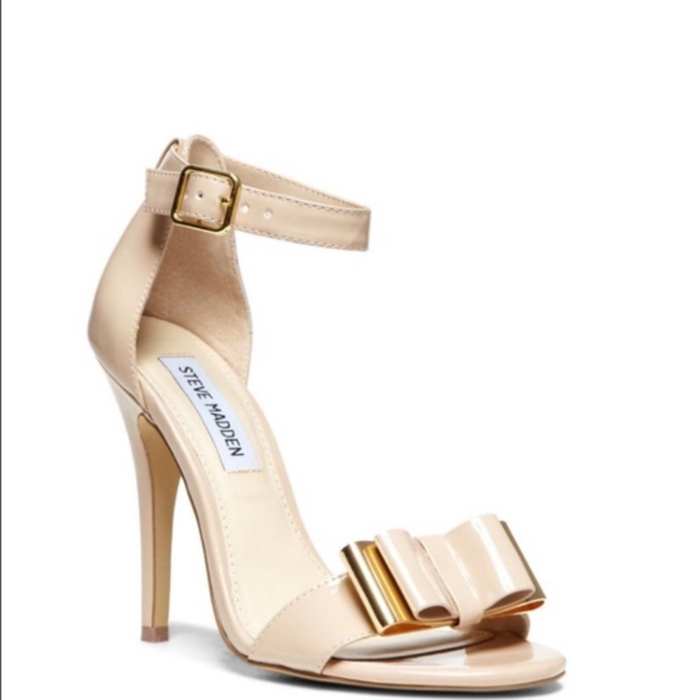 Nude open toe heels